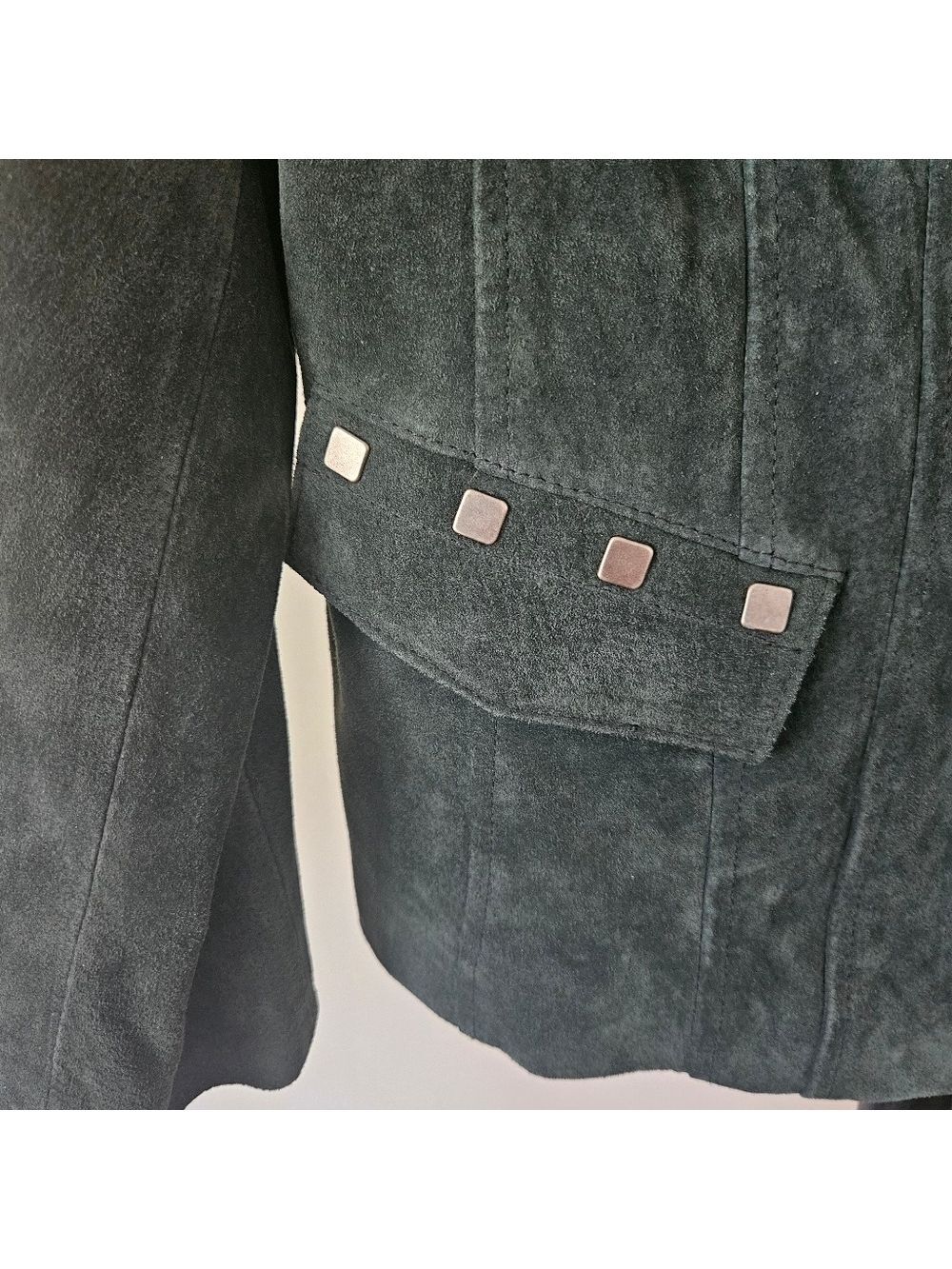 MONTANACO WOMEN'S GENUINE LEATHER (SUEDE) DARK GREEN ZIP-UP JACKET SIZE SMALL - Picture 8 of 13